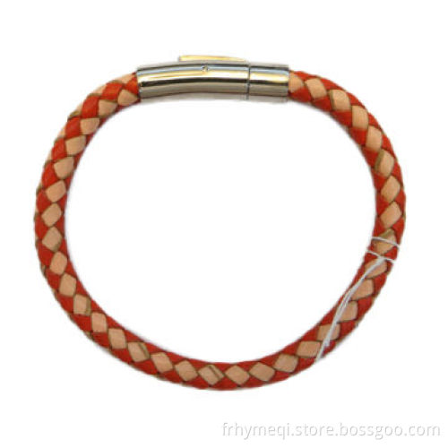 Stainless Steel Bracelet, Made of 316L Steel Buckle, Real Braided Leather Cord